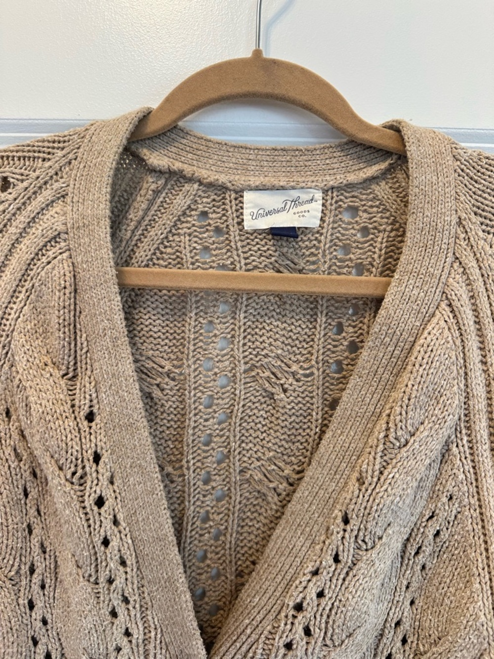 Universal Thread Tan Open-Knit Cable Button Cardigan - Picture 3 of 6
